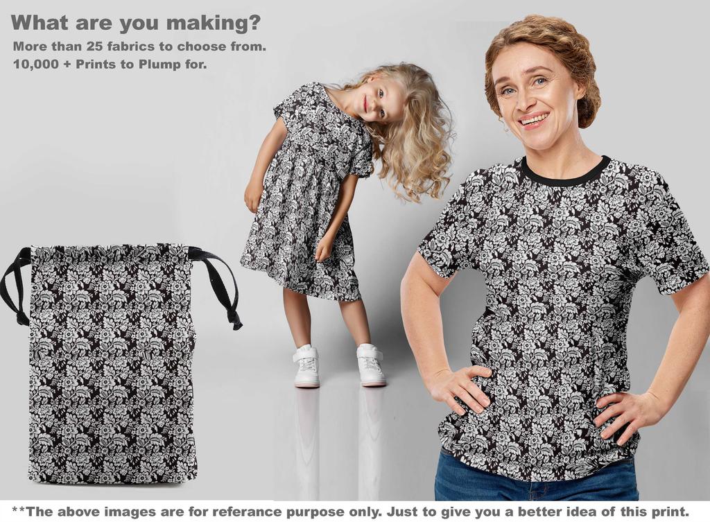 oneOone Bomull Flex Svart Stoff Blomstermønster Håndverksprosjekter Dekorasjonsstoff Trykt per meter 40 tommer