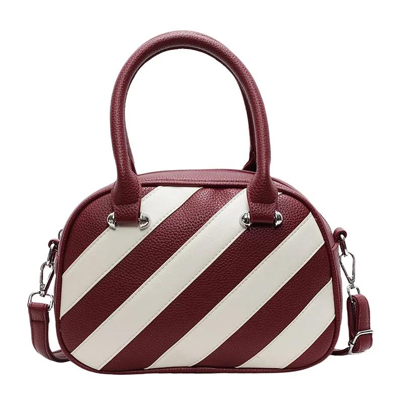 Small Design Bag for Women New Color Contrast Striped Single Shoulder Crossbody Small Square Bag