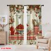 2D Flat Printing 2pcs Scene Curtains Strawberry Dessert Table Digital Printed Polyester Drapes All Season Party & Holiday Decor
