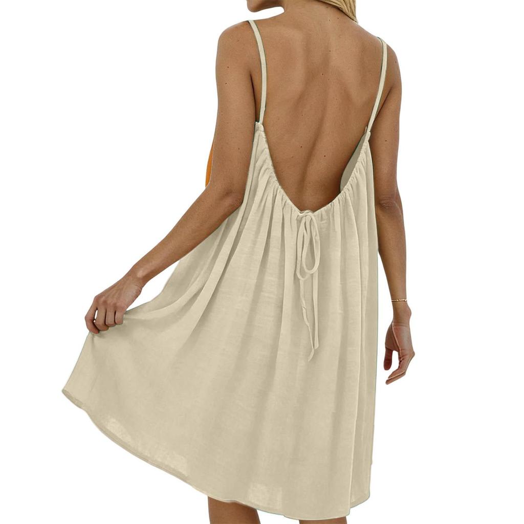 2026 Women's Backless Sling Overcoat Loose Home Dress