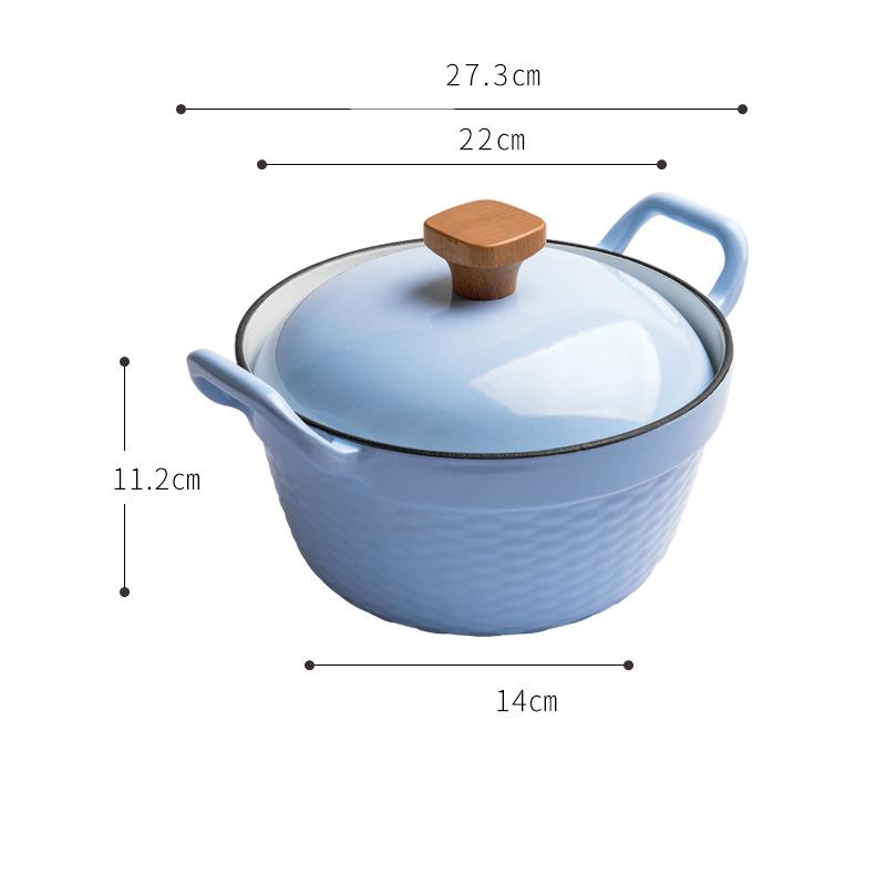 

22cm Mini Cast Iron Enameled Dutch Oven For Cooking Stew Meat and Bread Baking Heavy type 2 L Cast Iron Casserole Dish Soup Pot