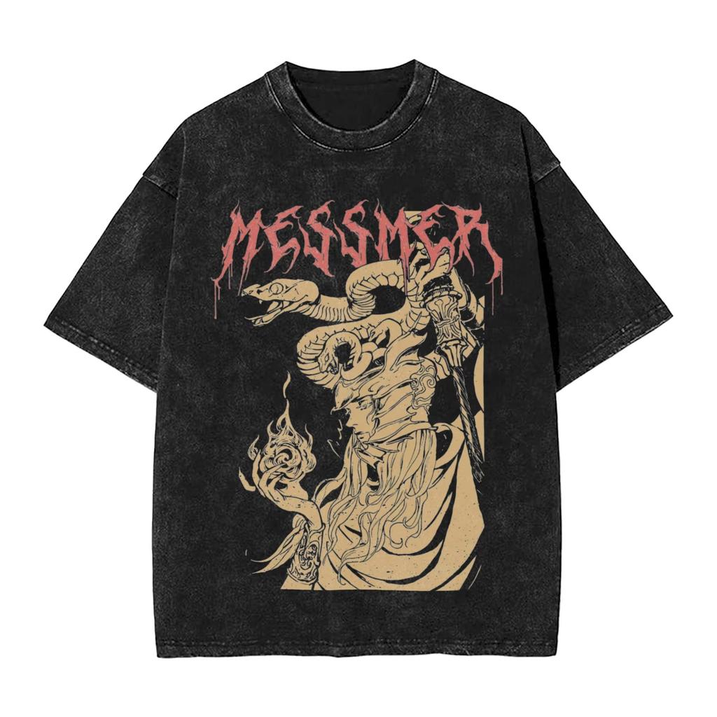 Camisetas Lavadas R-Rings Radahn E-Eldening Streetwear Hip Hop Casual Camisetas para Homens Mulheres Manga Curta Gráfico