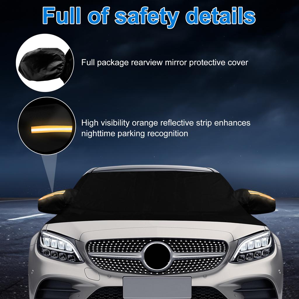 Schneedecke für die Windschutzscheibe 600D Auto-Sonnenschutzabdeckung mit 360° winddichtem Design Auto-Frontscheiben-Eisschutzabdeckung für LKW SUV