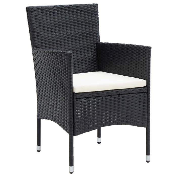 Maison Exclusive - Ensemble à dîner de jardin avec coussins 5 pcs poly rotin noir