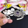 Moonstone, Amethyst Gemstone 925 Sterling Silver Cuff Bangle Adjustable KG-1879