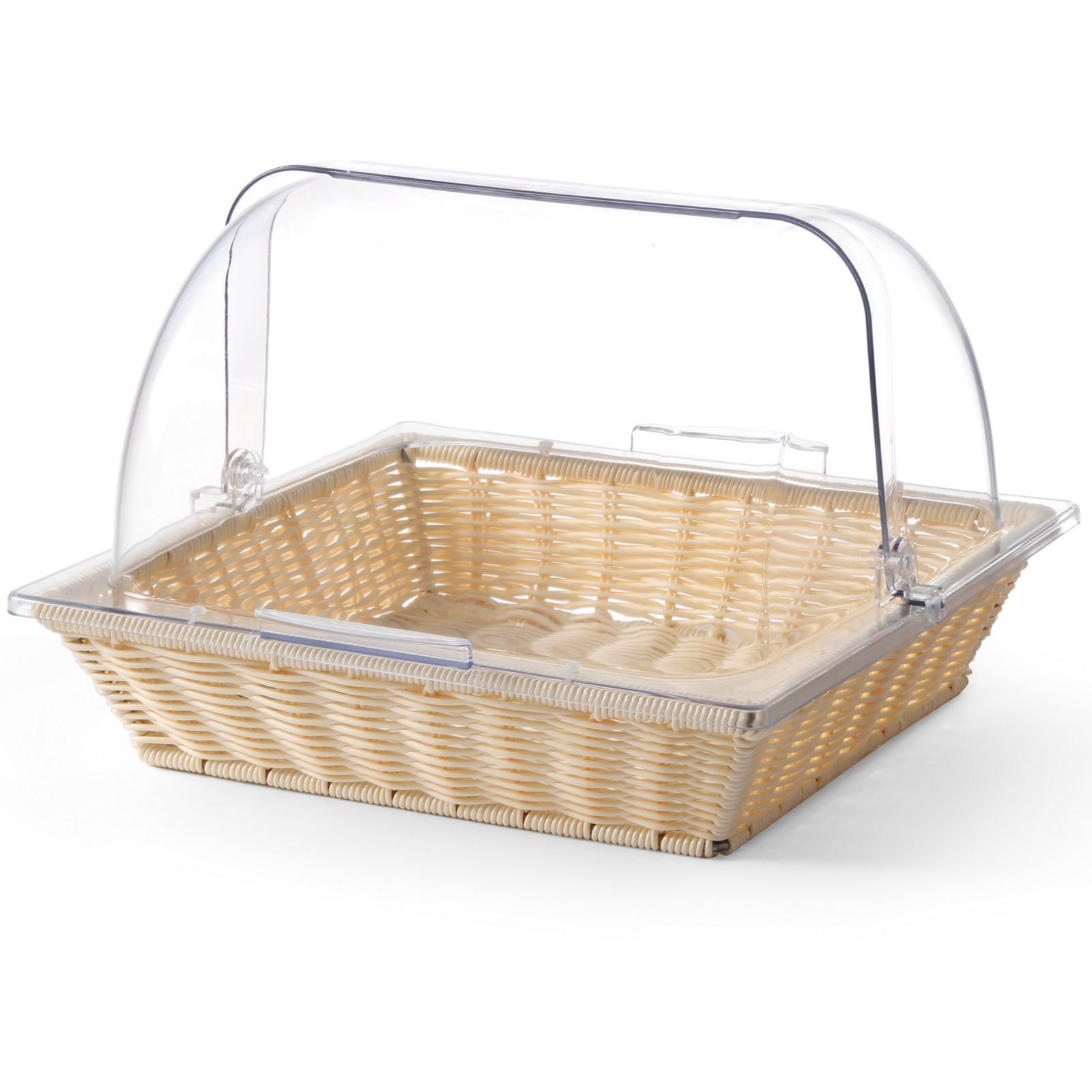 Cesto per pane in polirattan con coperchio ROLLTOP GN23 altezza 245mm Hendi 426968