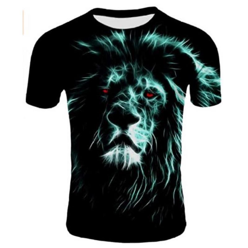 Summer Round Neck 3D Flame Skull Print Top Fashionable Casual Short Sleeved Men's T-shirts