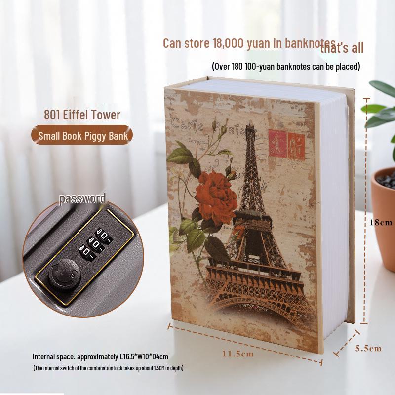 Three Kingdoms Lockable Metal Book Safe & Piggy Bank