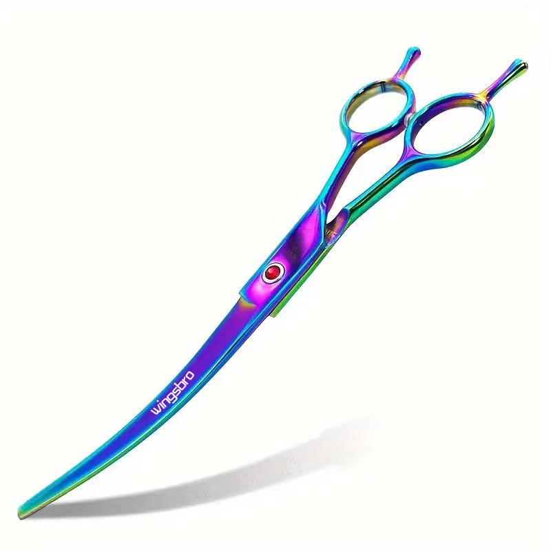 7.5 inches Double-tailed Up Curved Scissors for Pet Grooming, Professional Hair Trimming Shears