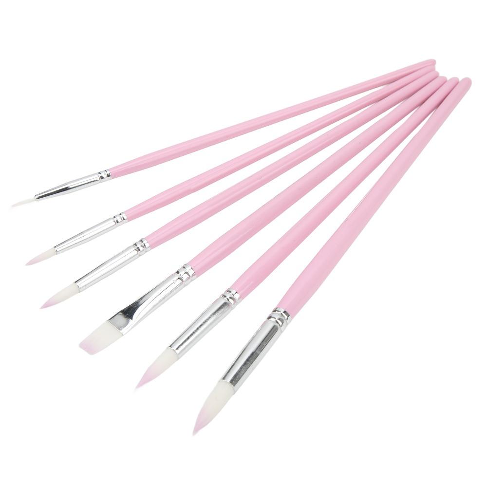 6pcs Flat And Pointed Watercolor Paint Brush Set Clay Sculpting Tool Set For Watercolor Painting