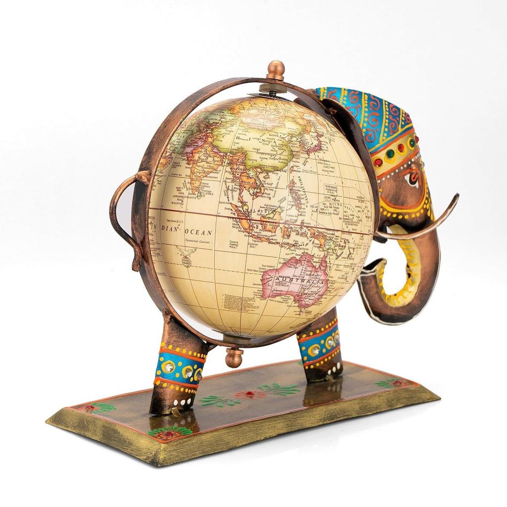 Home And Office Decorative Globe Metal Elephant Table Top Showpiece Globe,Home House Decoration items,Decor and Gift for Living room