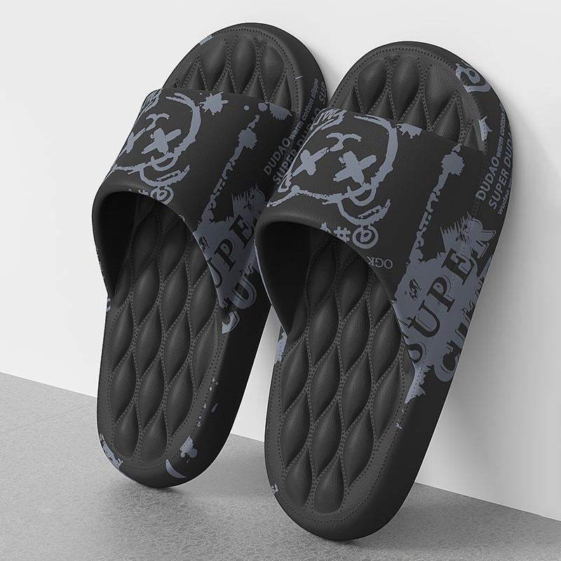 QYCKABY Men's Flip-flops Summer Slippers Printing Sandals Trend Anti Slip Shoes EVA Slippers Fashion Male Massage Beach Footwear