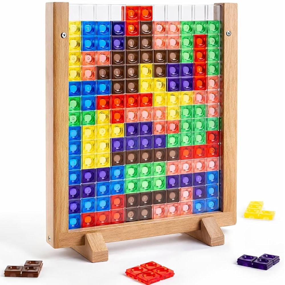 Tetris Montessori Educational Toy Tetris Building Blocks, Wooden Puzzle, Maze Ball, Wheel of Wisd...