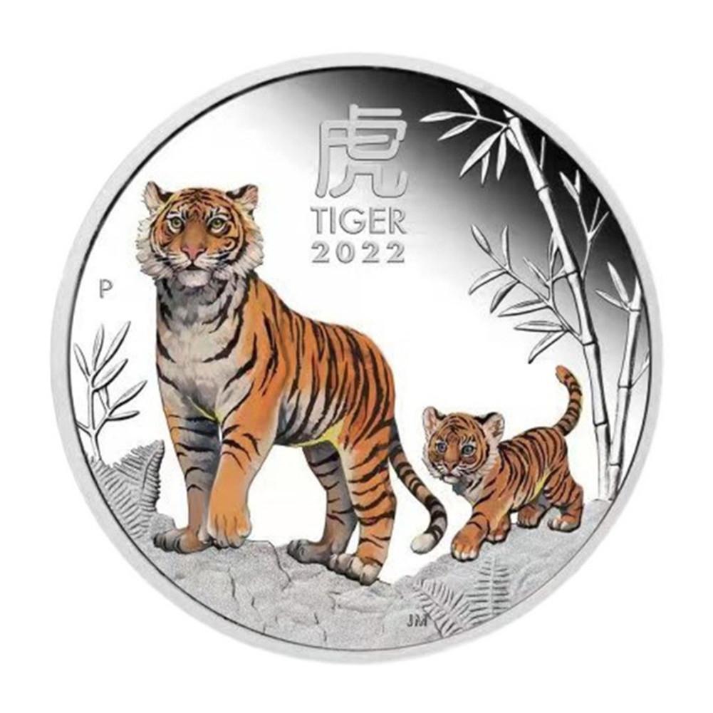 Metal 2022 Año Animal del Zodiaco Conmemorativo Moneda Tallados Finos Textura Clara Portátil Multiusos Artesanía Conmemorativa Decoración del Hogar
