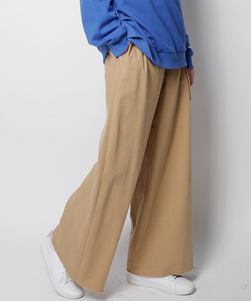 Monkey Flower Women'S Elastic Belted Wide Pants Beige / Mf0Wpt02F30