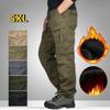 Pantalones casuales de polar grueso de algodón de invierno para hombre, pantalones cargo holgados tácticos, pantalones largos rectos térmicos cálidos de doble capa