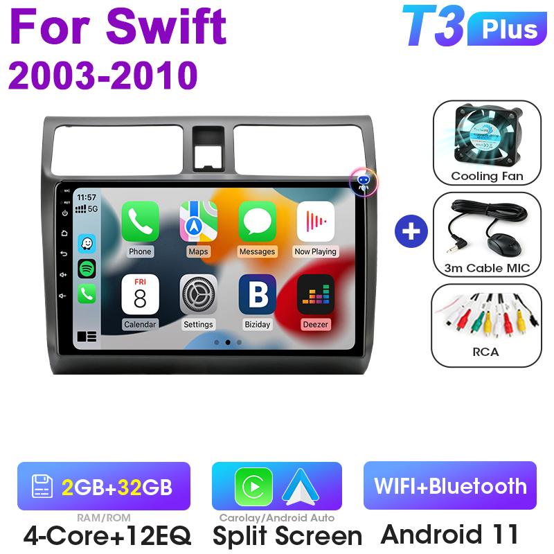 Android 12 Car Radio For Suzuki Swift 2003 - 2010 2 Din GPS Navigation Carplay Auto Stereo Intelligent Systems Smart Autoradio