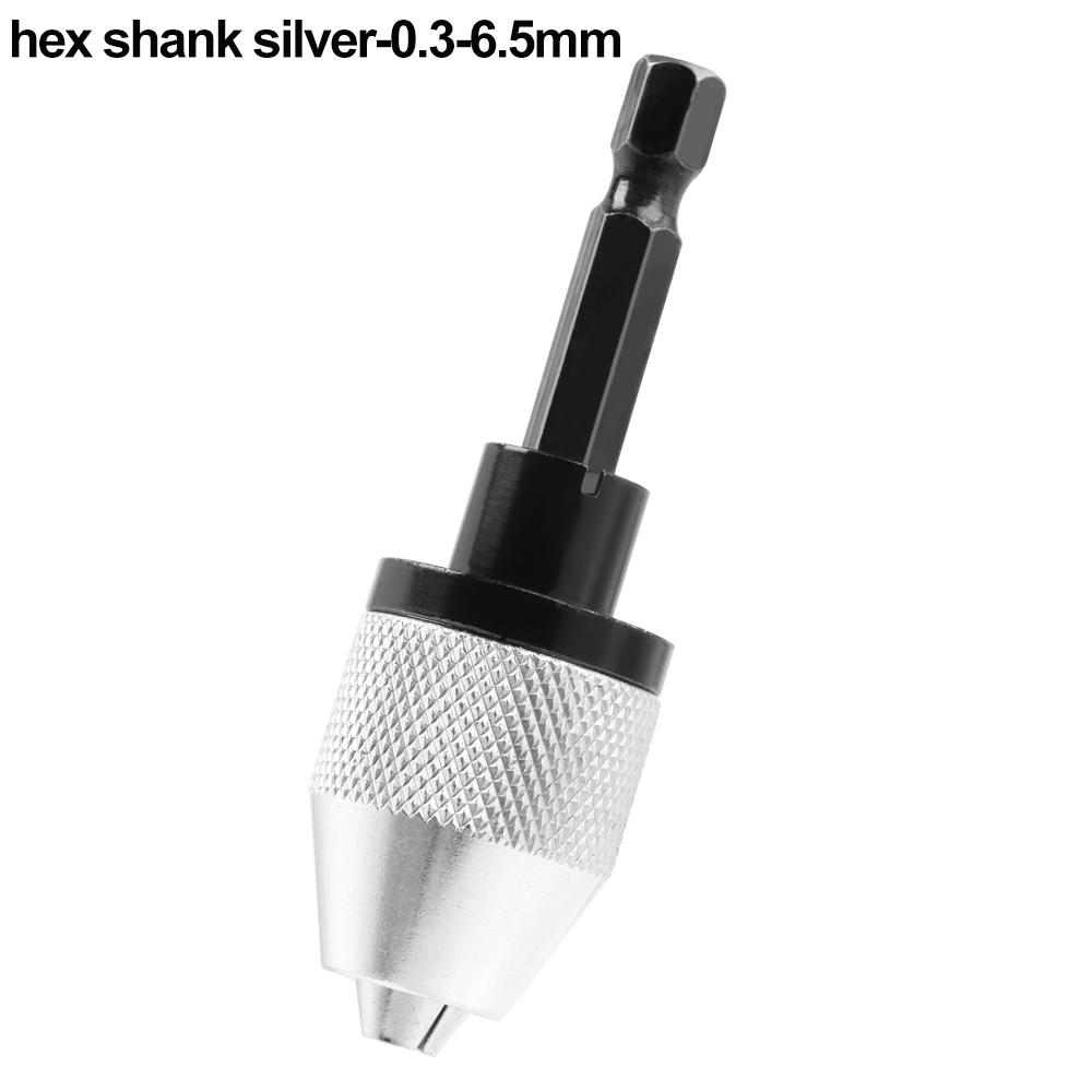 Shaft Adapter Converter Impact Drills Bits Keyless Drill Chuck Round Shank 1/4" Hex Shank 0.3mm-8mm