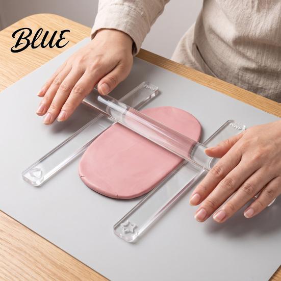 Pottery Clay Depth Guide 1 Pair Acrylic Polymer Guide, 2/3/4/5/6mm Rolling Pin Guides Transparent Thickness Ruler for DIY Tools Earring Making