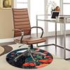 1pc Anime Design Round Carpet Black Cat with Red Flowers Office Chair Mat, Non Slip Rug for Home Decor, All Seasons