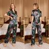 Yaoting ice silk pajamas women's summer short-sleeved trousers loungewear set high-end printing two-piece set TZ1111