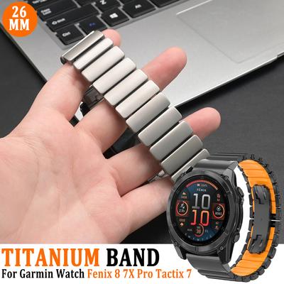 Banda Metálica de Titanio de 26 mm para Reloj Garmin Fenix 8 7X Pro 6X Enduro 3 Correa de Muñeca de Goma de Lujo Para Garmin Tactix 7Pro Instinct 2X