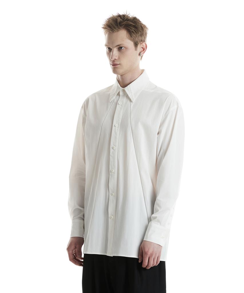 Digeunag Inverted Pleated Relaxed Fit Shirt (Off-White)_ Pd3Sh0404