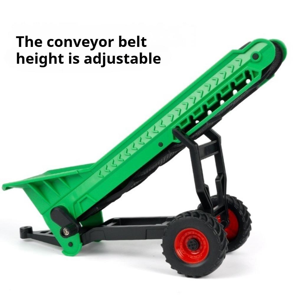 1:24 Scale Agricultural Conveyor Belt Alloy Tractor Model Toy Metal Body Rubber Tire Wheel Steering Miniature Models Hobby Gifts