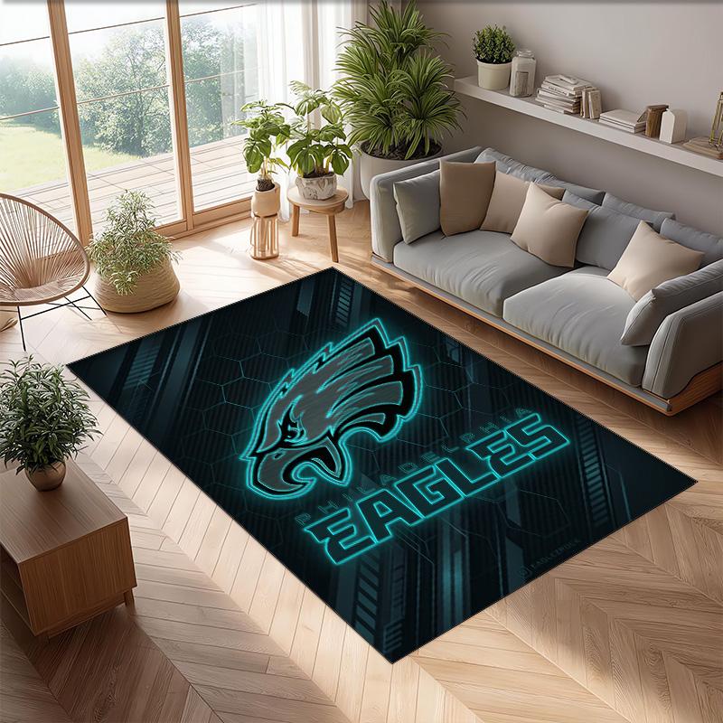 Philadelphia Eagles Kristall Samt Teppich Weich Anti?Rutschfeste Fußmatte Bequemer Wohnzimmer Schlafzimmer Dekor Teppich