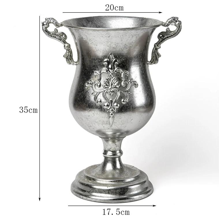 Vintage Klassisk Silverjärn Blombukett Dekoration Hemrum Bord Blomkruka Prydnader Kontor Butik Blomsterarrangemang Hantverk