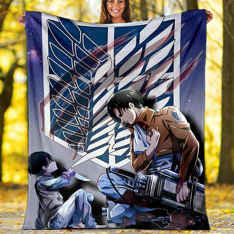 Attack on Titan printed throw blanket—lightweight,soft,warm;versatile blanket for all seasons—perfect as &air-conditioning throw,nap blanket