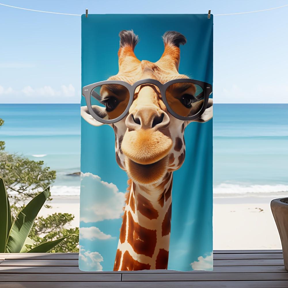 

Giraffe Wearing Glasses Microfiber Bath Beach Towel, Soft Absorbent Quick-Dry for Summer Fun W30*H60(CM)
