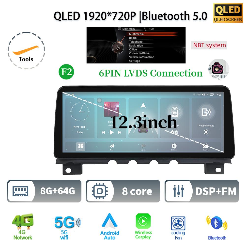 12.3" For BMW 7 Series F01 F02 Android 14 Car Radio Multimedia 4G GPS WIFI Navigation Wireless BT CarPlay Screen Touch Stereo