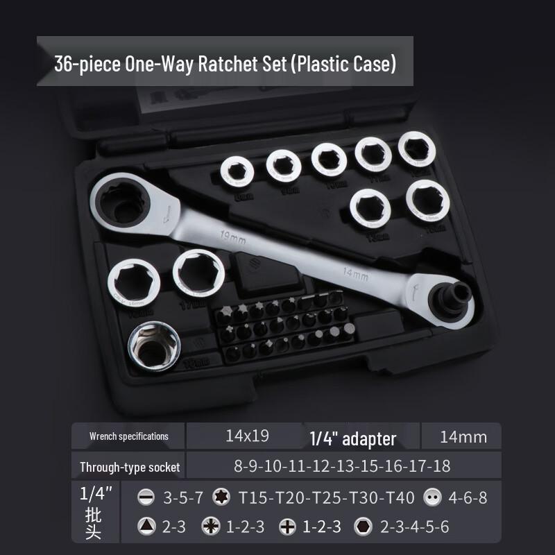 Chang Lu 36-Piece Penetrating Ratchet Wrench  Socket Bit Set