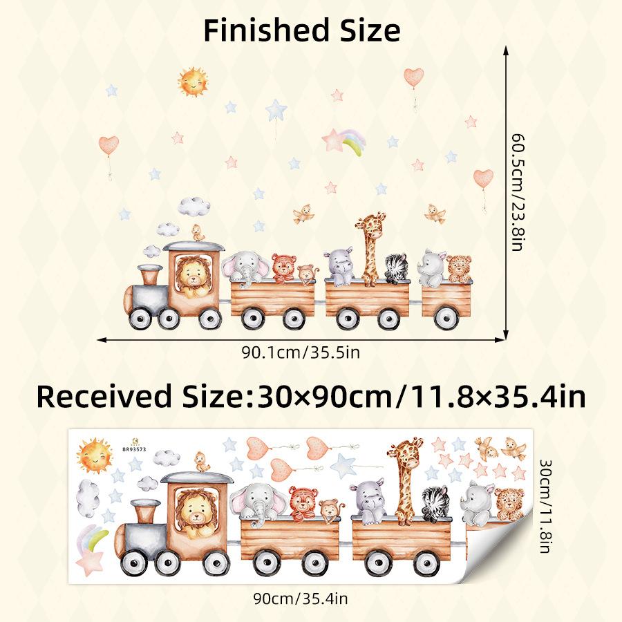 Children's Room Wall Stickers Cartoon Animals on Train Airplane Hot Air Balloon Wall Decals Baby Nursary Kindergarten Decoration