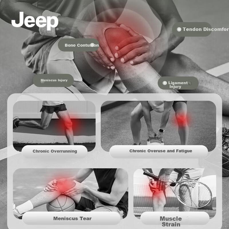 JEEP Knee Pads Sports Unisex Basketball Anti-Collision Running Fitness Breathable Single-Sided Knee Pads Black L