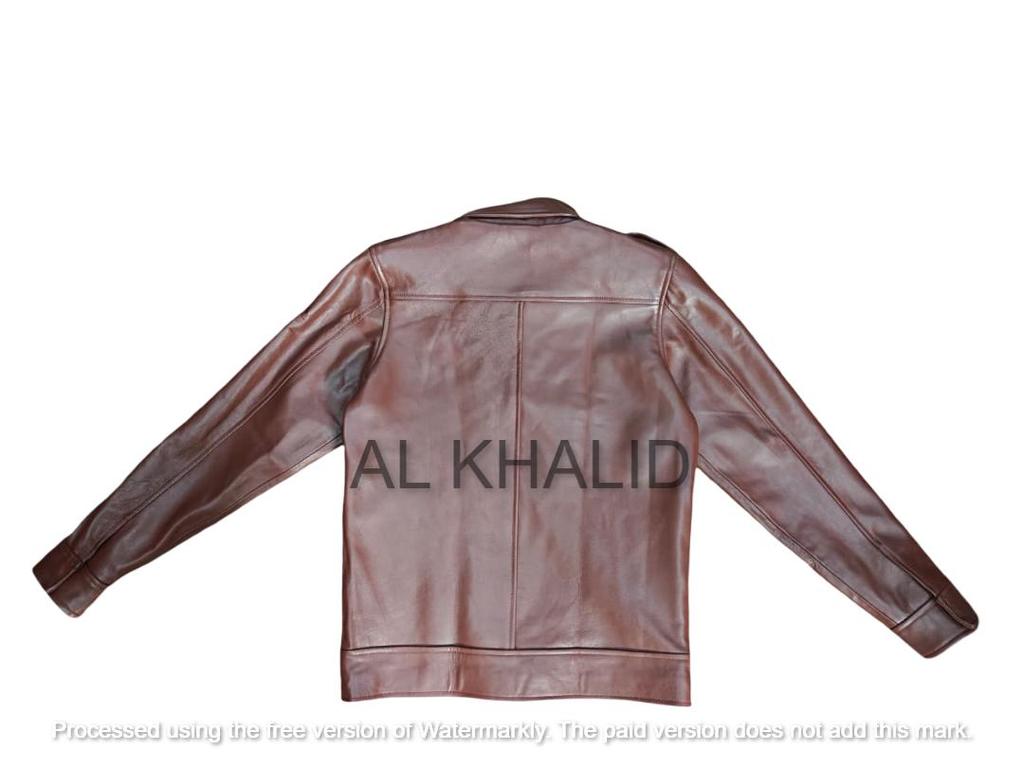 AL KHALID Jachetă din piele pentru bărbați, maro, din piele de miel autentică, elegantă pentru motocicletă