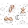 Cartoon Bear Wall Stickers Moon Clouds Stars Removable Wallpaper For Kids Room Home Wall Decoration