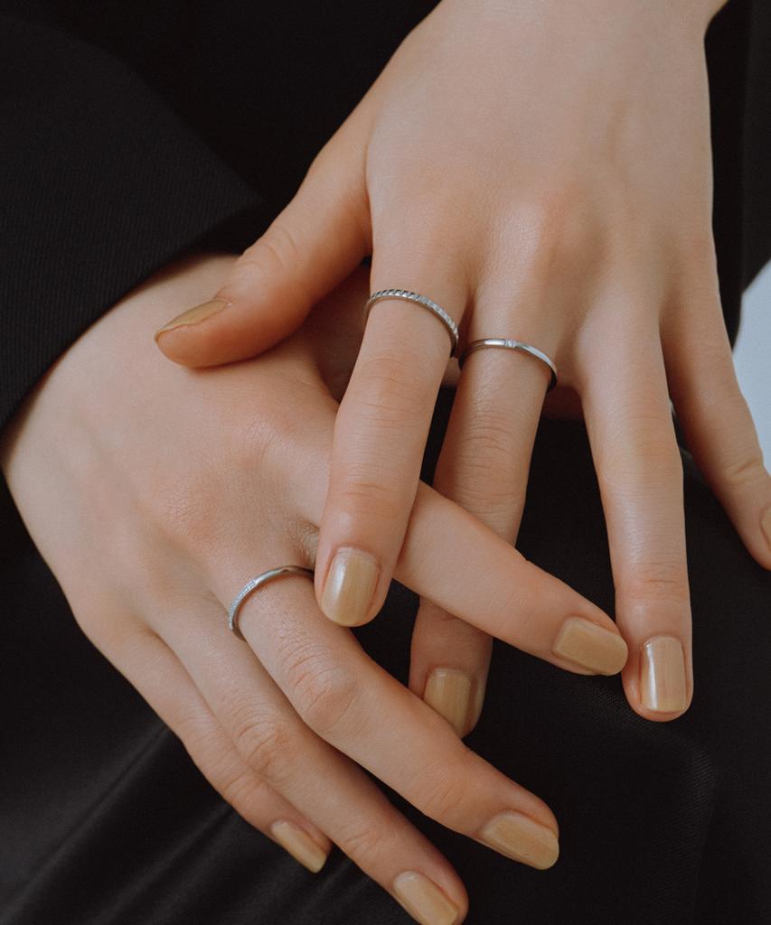 Novice Tokyo Slim Cubic Ring 3-Set Cz Ring 3 Set [Stainless] / Silver
