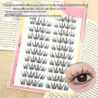 Natural Feather Curl Lashes Glue-Free Segmented Individual Foxes Eyelash Extension Fluffy Single Clusters False Eyelashes