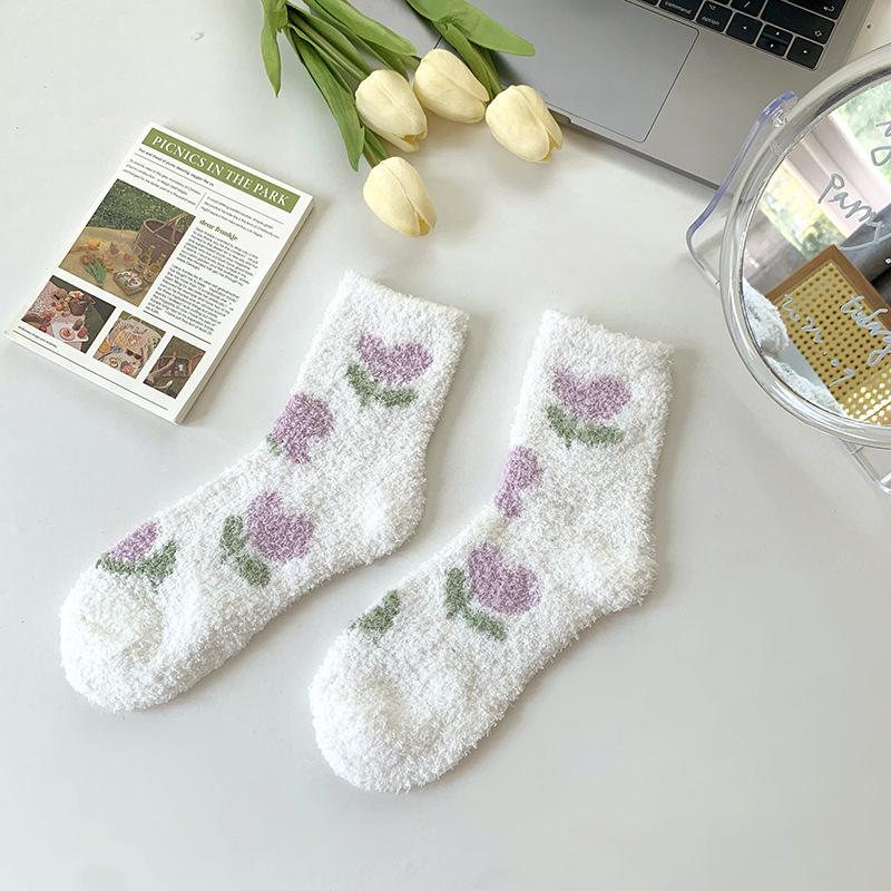 

Women s Cute Japanese Cartoon Fleece-Lined Socks - Warm, Thick, Cozy Home or Sleepwear One Size