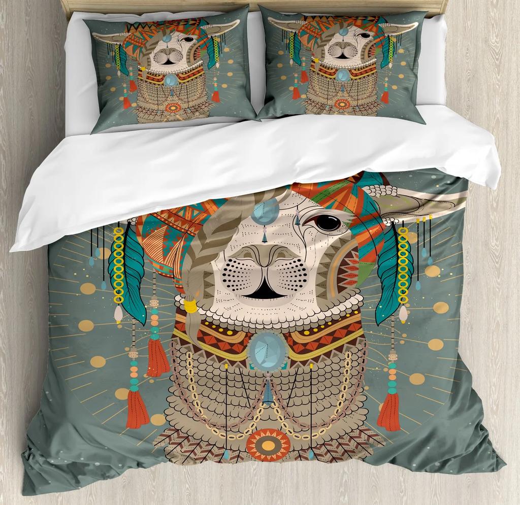 Duvet Cover Kids Teens Gifts Cute Cartoon Alpaca Llama Cactus Printing Bedding Animals Cover Bedroom Decorative Duvet Cover
