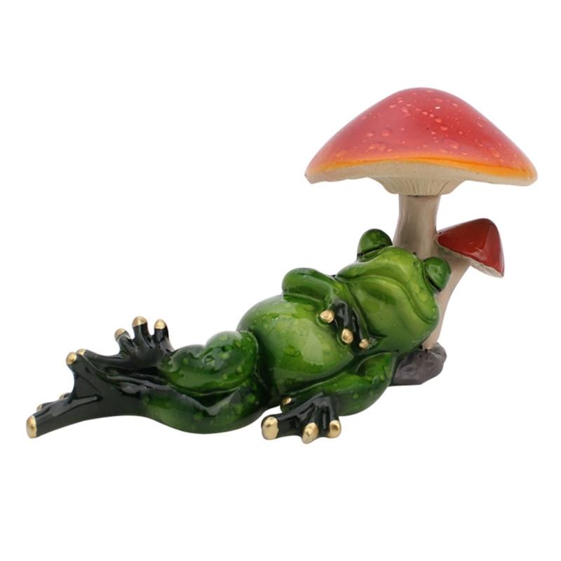 Frogs Statue for Garden Decors Green Frogs Figurines Resin Animal Sculptures Desk Ornament Collectible Gift Women Men
