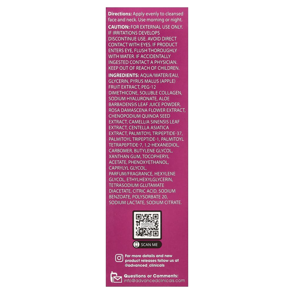 Advanced Clinicals Peptid Anti-Falten Gesichtsserum 52ml (1,75 fl oz)