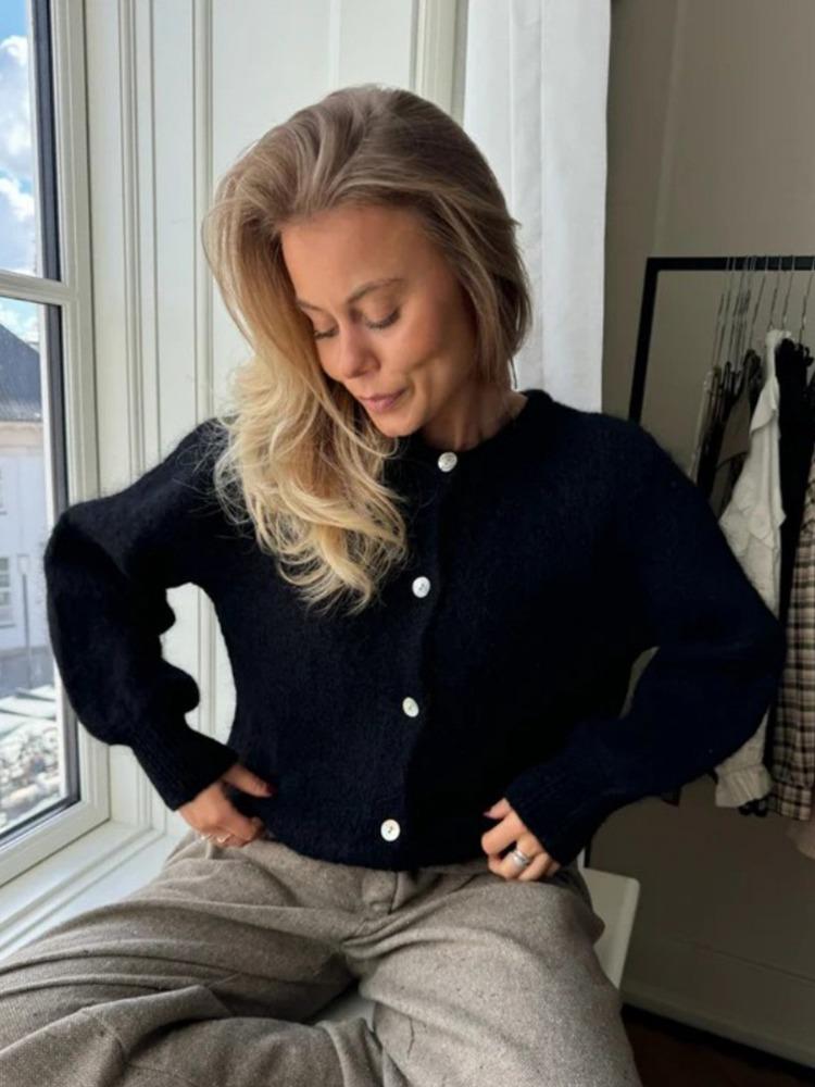 Вязаный кардиган конфетного цвета женский осенне-зимний мохеровый однотонный кардиган цвета макарун, женский свитер-кардиган, удобный свитер S