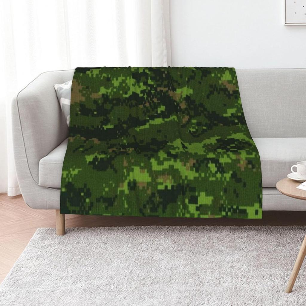 Green Digital Camo Print Flannel Blanket Military Camouflage Soft Warm Throw Blanket Sofa Bed Outdoor Hunting Home Decor Gift