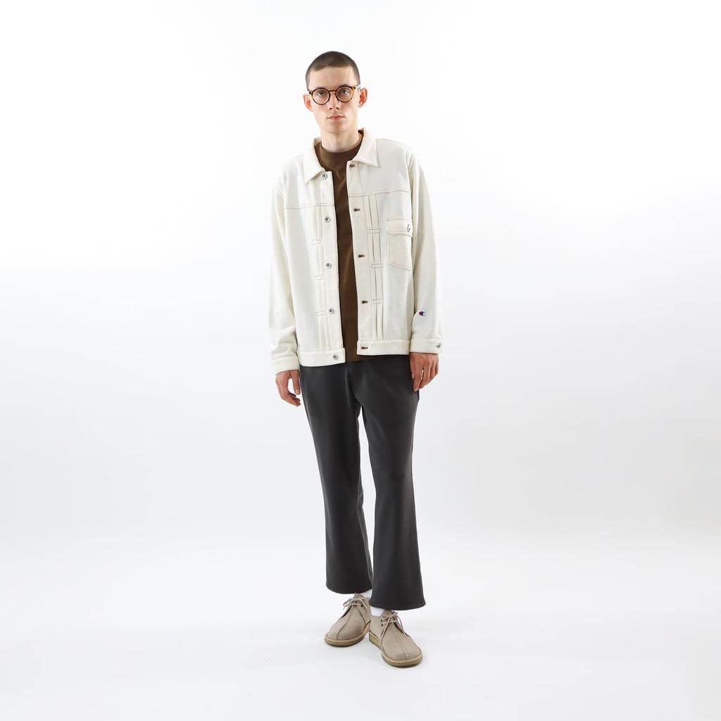 Outerwear Long Sleeve Fleece Sweat Jean Jacket Casual Natural [Champion] Men's C3-Z010