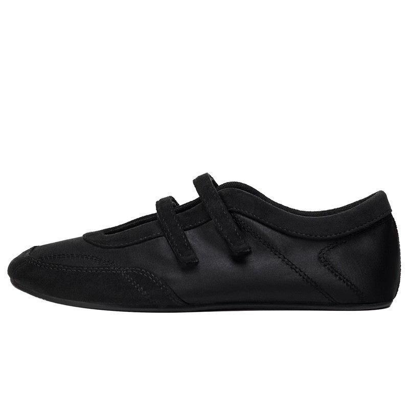 

Версия из мягкой кожи~ Спортивные балетки на плоской подошве с застежкой-липучкой и легким верхом, женская мода, универсальные, повседневные, синие туфли Мэри Джейн 40 чёрный