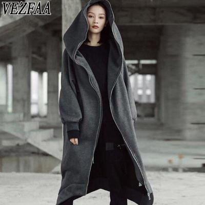 Women's Fashion Casual Solid Color Print Autumn Winter Long Sleeve Hooded Jackets & Coats