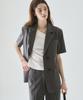 Drawfit Women Summer Belted Short Sleeve Single Blazer [Charcoal]